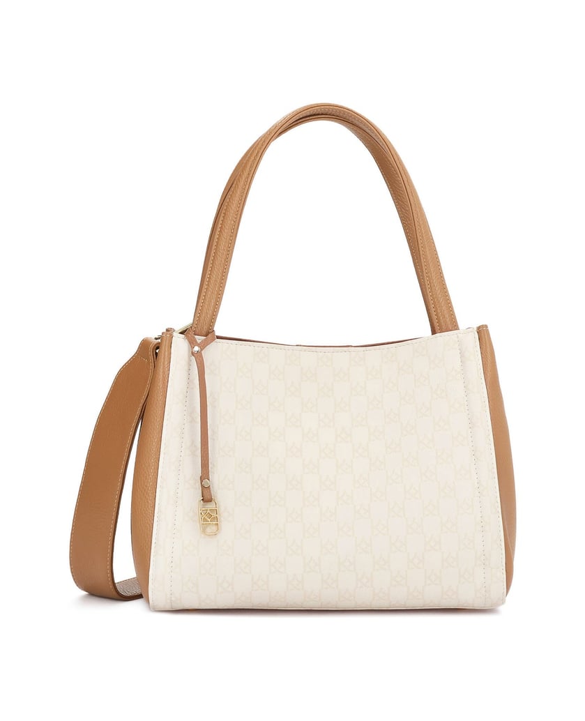 Kazar-Zweifarbig-gemusterte-Lederhandtasche-weiss