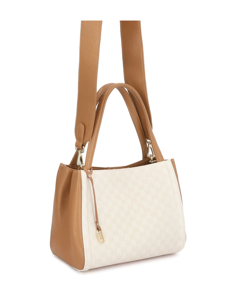 Kazar-Zweifarbig-gemusterte-Lederhandtasche-weiss
