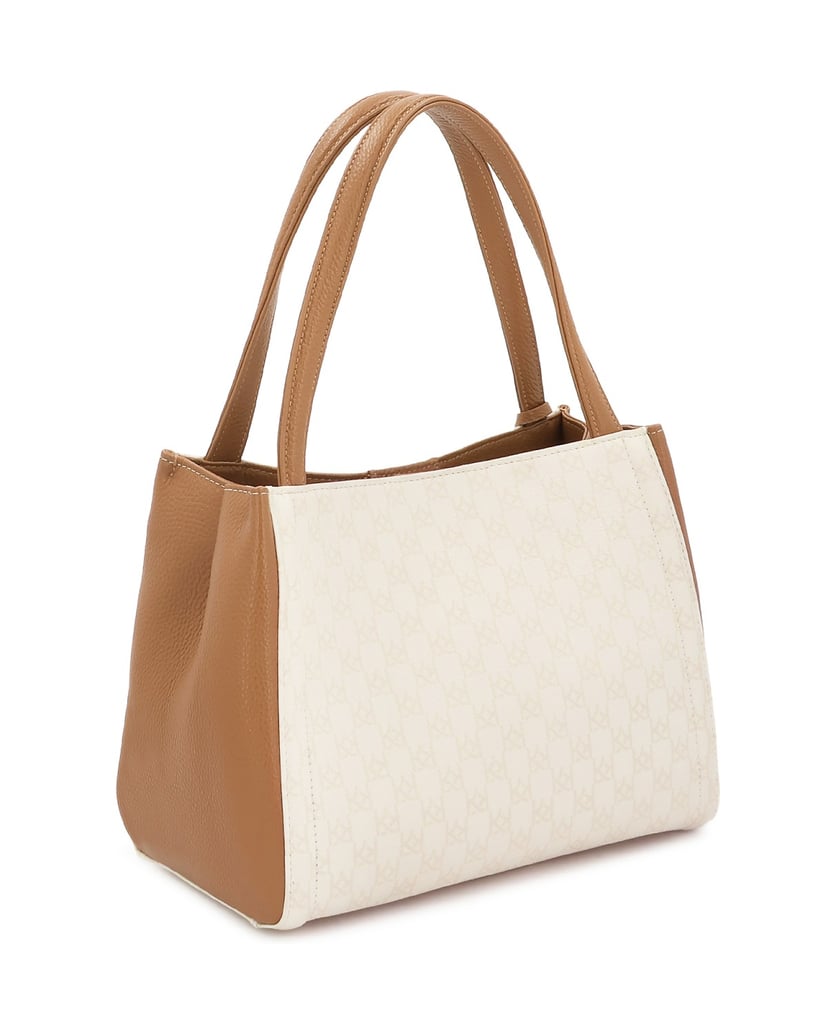 Kazar-Zweifarbig-gemusterte-Lederhandtasche-weiss