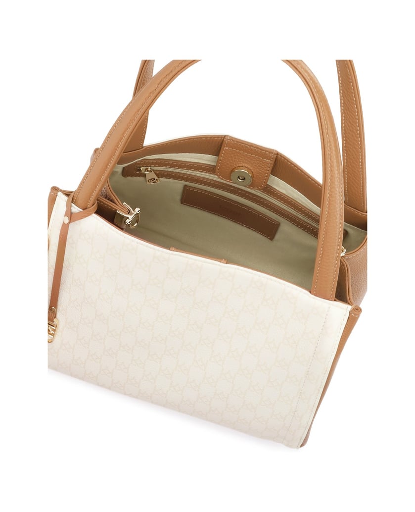 Kazar-Zweifarbig-gemusterte-Lederhandtasche-weiss