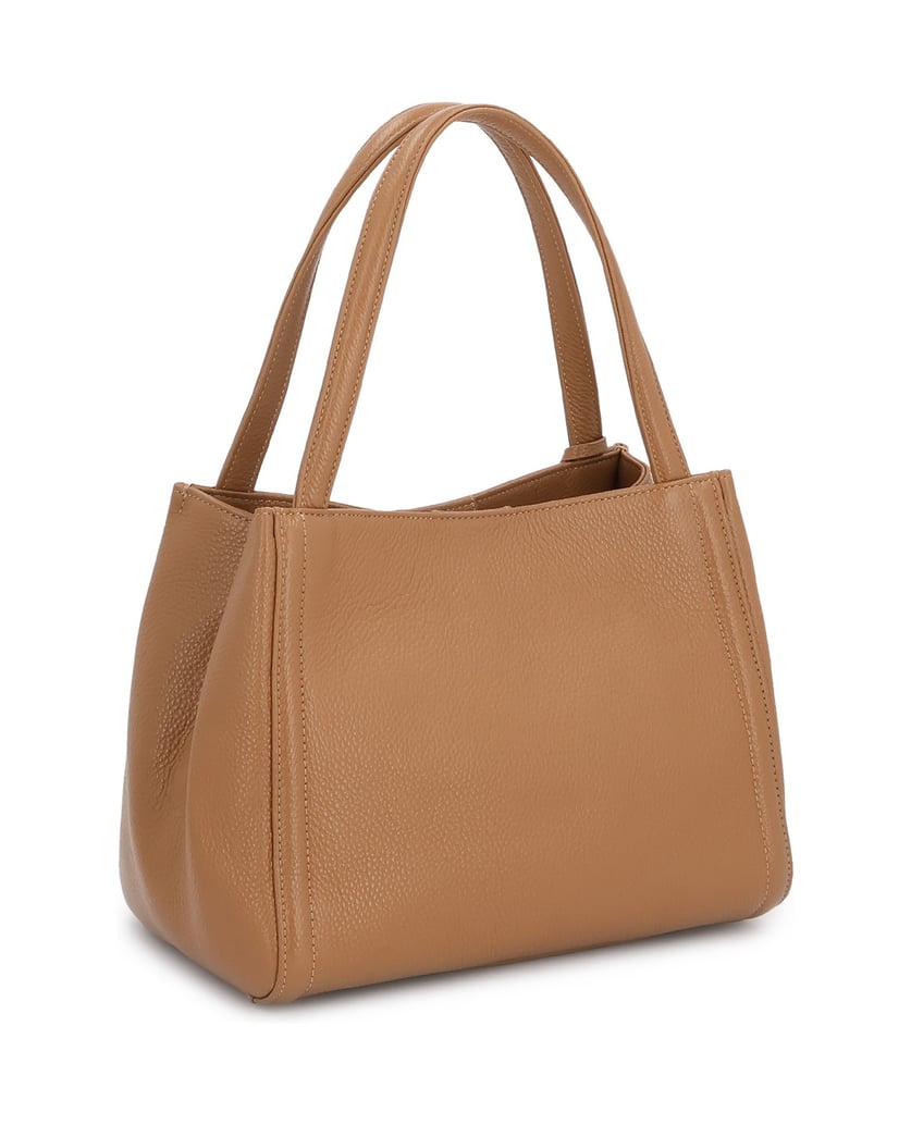 Kazar-Hellbraune-Lederhandtasche-mit-Anhänger-camel