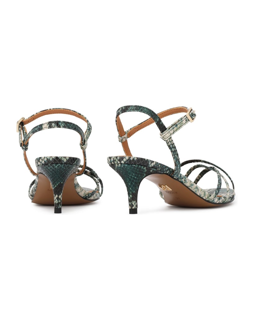 Kazar-Mehrfarbige-Sandalen-mit-Schlangenhautmuster-grün