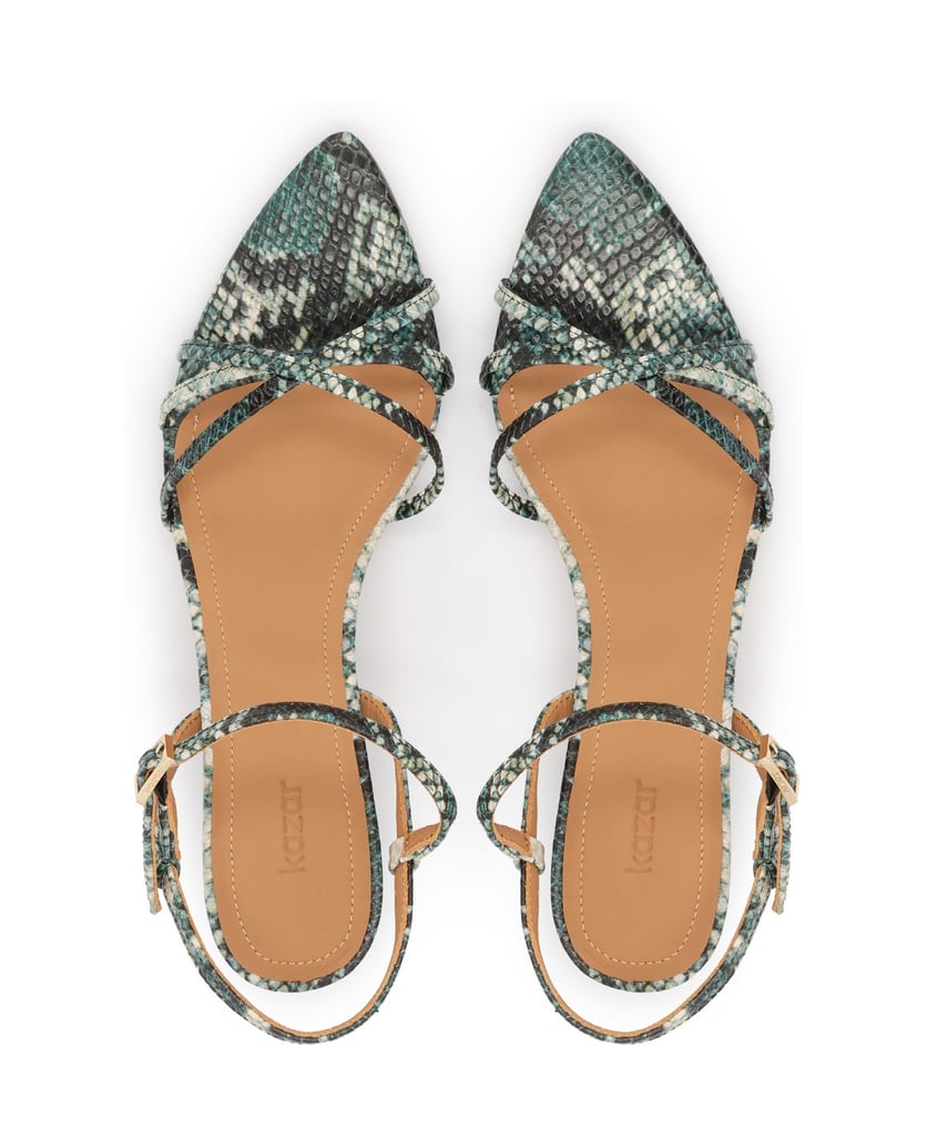 Kazar-Mehrfarbige-Sandalen-mit-Schlangenhautmuster-grün
