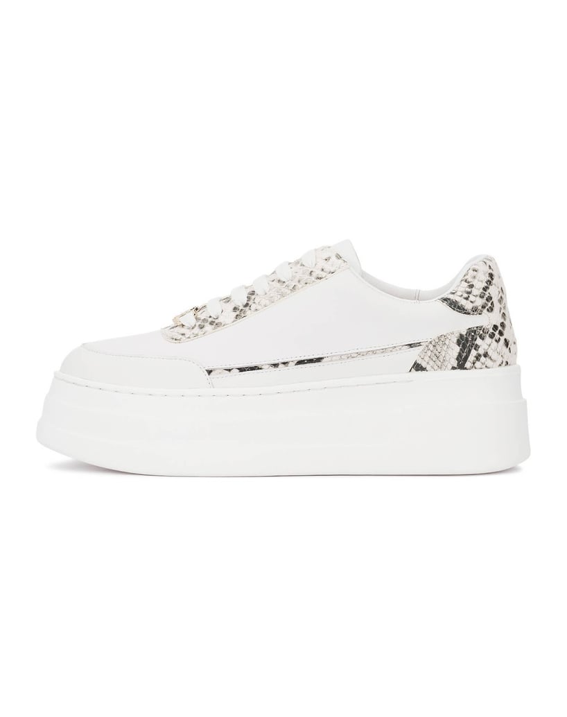 Kazar-Weiße-Ledersneaker-mit-Schlangenhautmotiv-weiss
