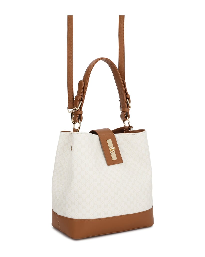 Kazar-Zweifarbige-Handtasche-mit-dezentem-Muster-weiss
