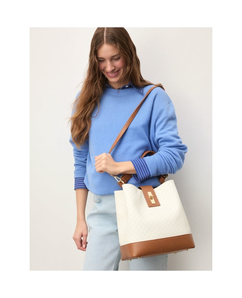 Kazar-Zweifarbige-Handtasche-mit-dezentem-Muster-weiss