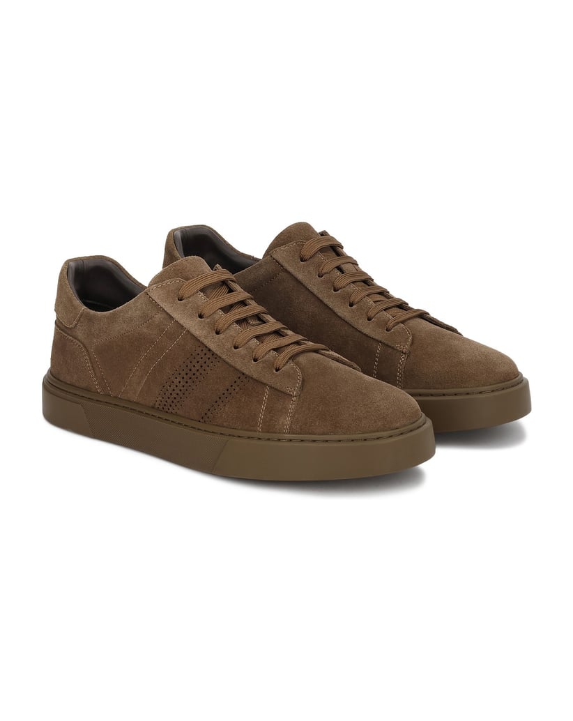 Kazar-Sneakers-aus-Wildleder-mit-Ziernähten-braun