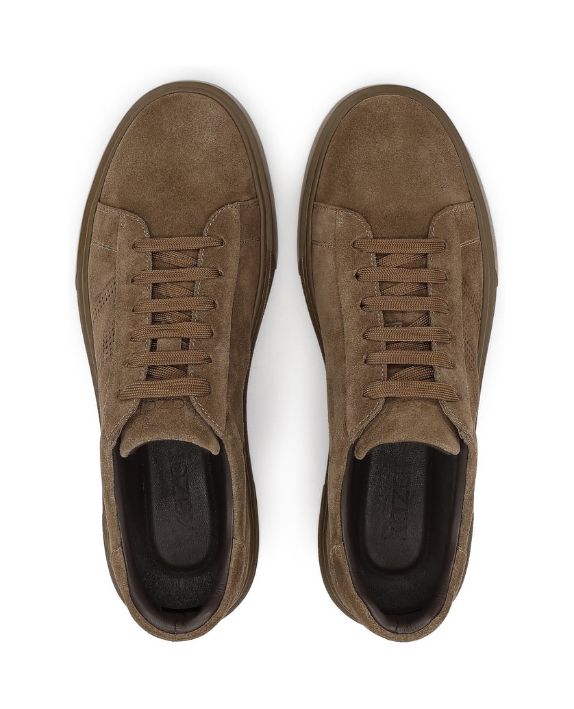 Kazar-Sneakers-aus-Wildleder-mit-Ziernähten-braun