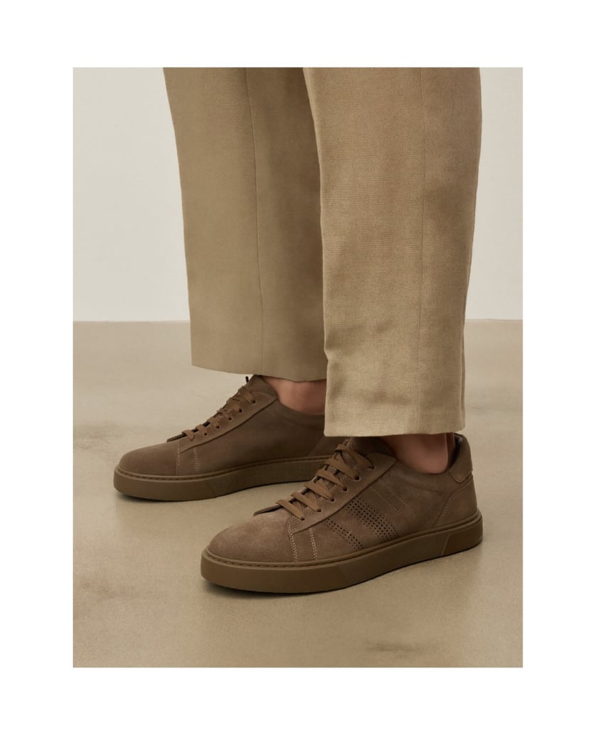 Kazar-Sneakers-aus-Wildleder-mit-Ziernähten-braun