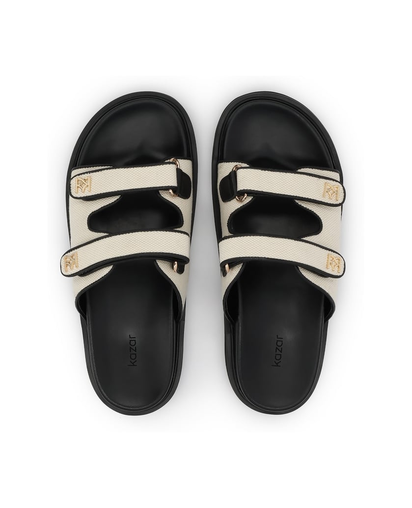 Kazar-Flip-Flops-aus-Bast-und-Leder-mit-Monogramm-auf-einer-profilierten-Sohle-beige
