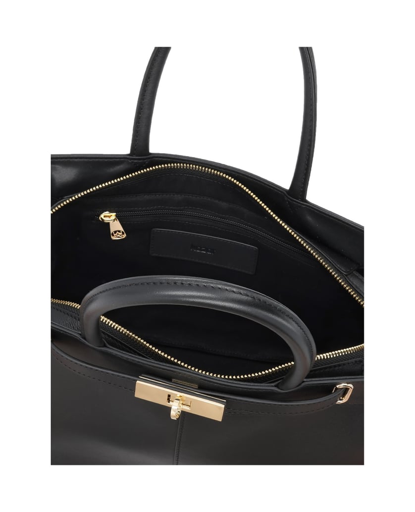 Kazar-Schwarze-Handtasche-mit-Zierschließe-schwarz