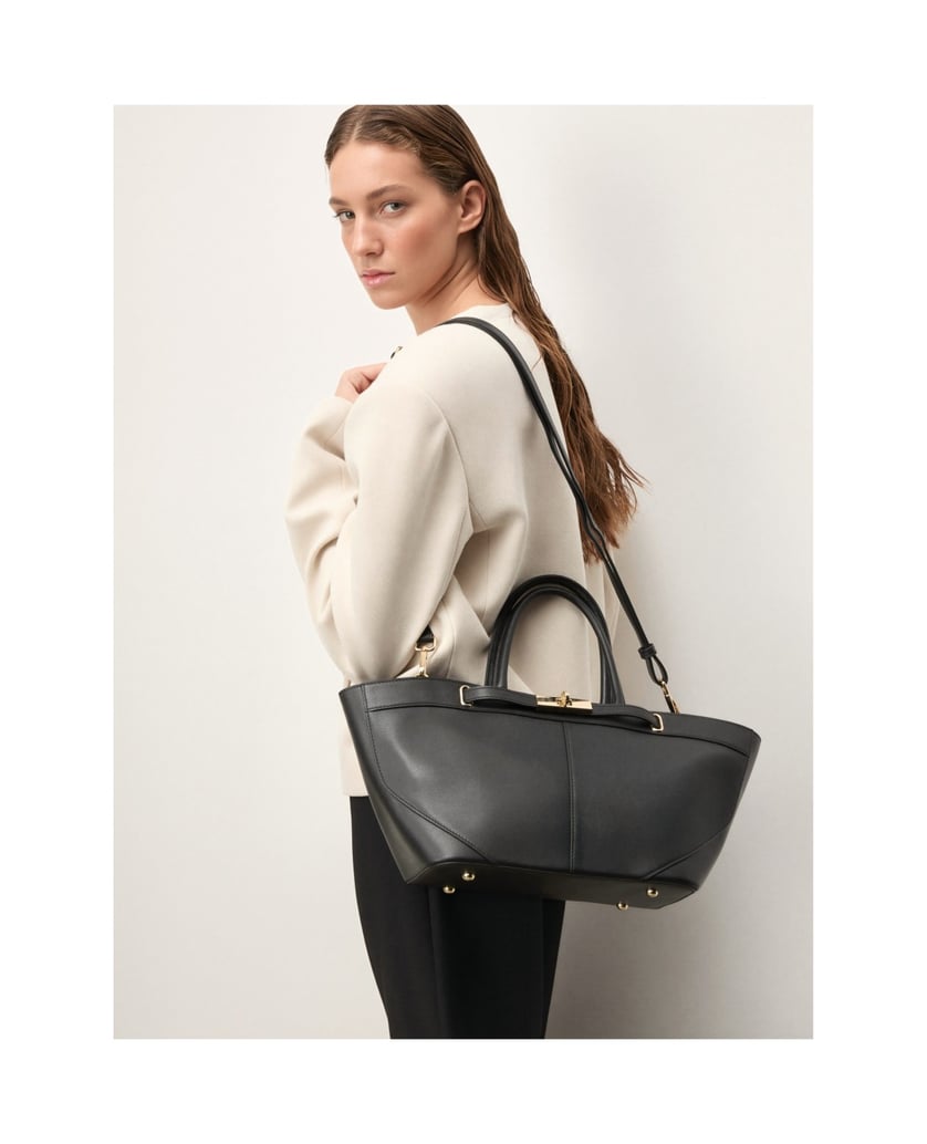 Kazar-Schwarze-Handtasche-mit-Zierschließe-schwarz