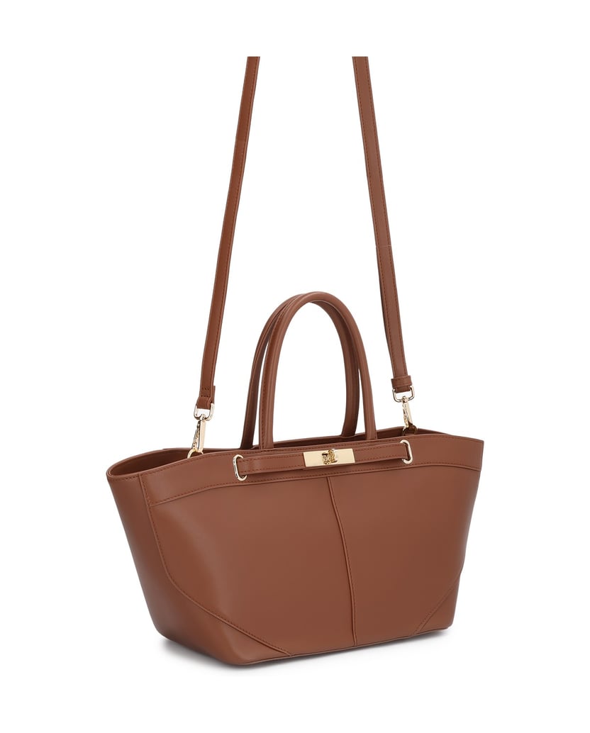 Kazar-Handtasche-aus-braunem-Leder,-erweiterbar-camel
