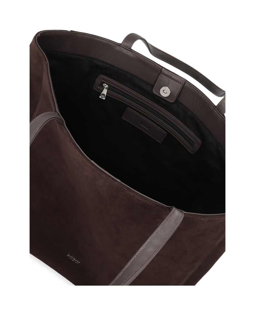 Kazar-Große-Shopper-Tasche-aus-Wildleder-dunkelbraun