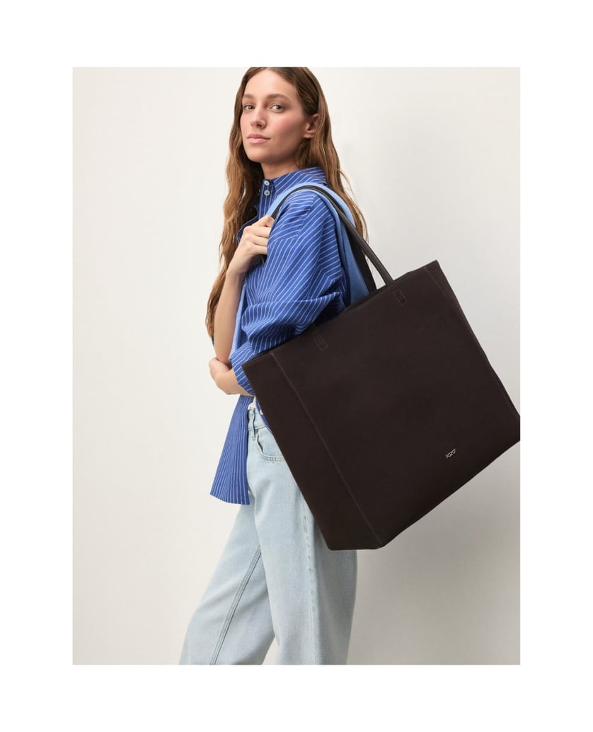 Kazar-Große-Shopper-Tasche-aus-Wildleder-dunkelbraun