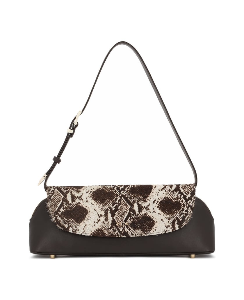 Kazar-Tasche-mit-länglicher-Klappe-und-Naturhaar-dunkelbraun