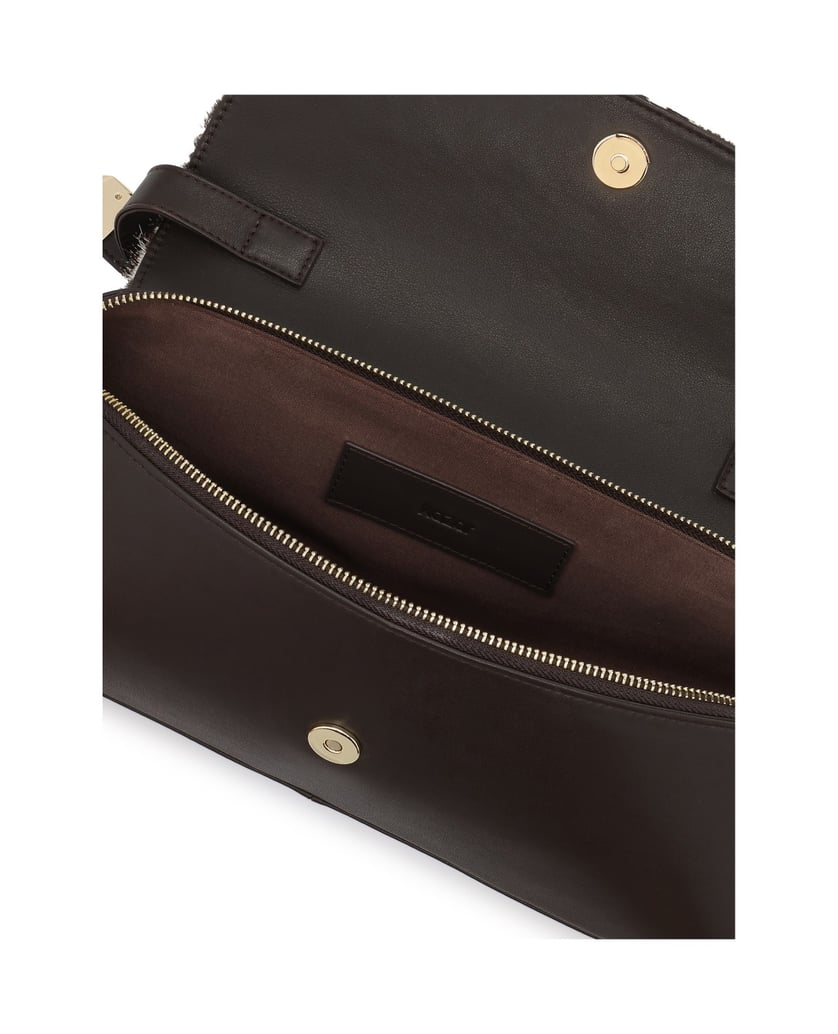 Kazar-Tasche-mit-länglicher-Klappe-und-Naturhaar-dunkelbraun
