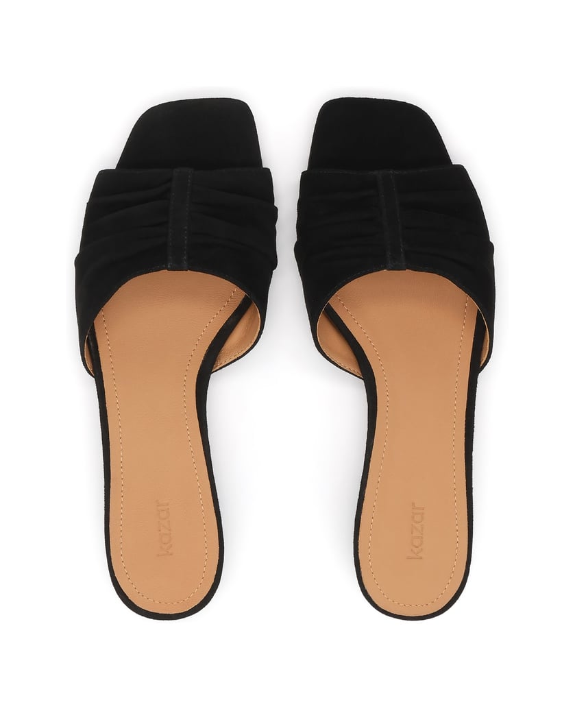Kazar-Schwarze-Wildleder-Flip-Flops-mit-Crinkle-Obermaterial-schwarz