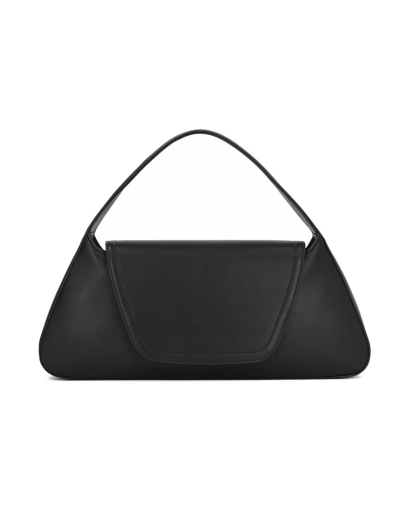 Kazar-Schwarze-Handtasche-mit-Überschlag-aus-Naturleder-schwarz