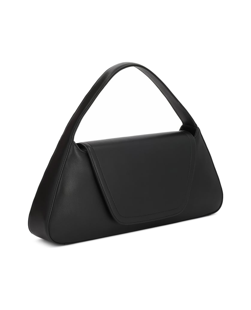 Kazar-Schwarze-Handtasche-mit-Überschlag-aus-Naturleder-schwarz