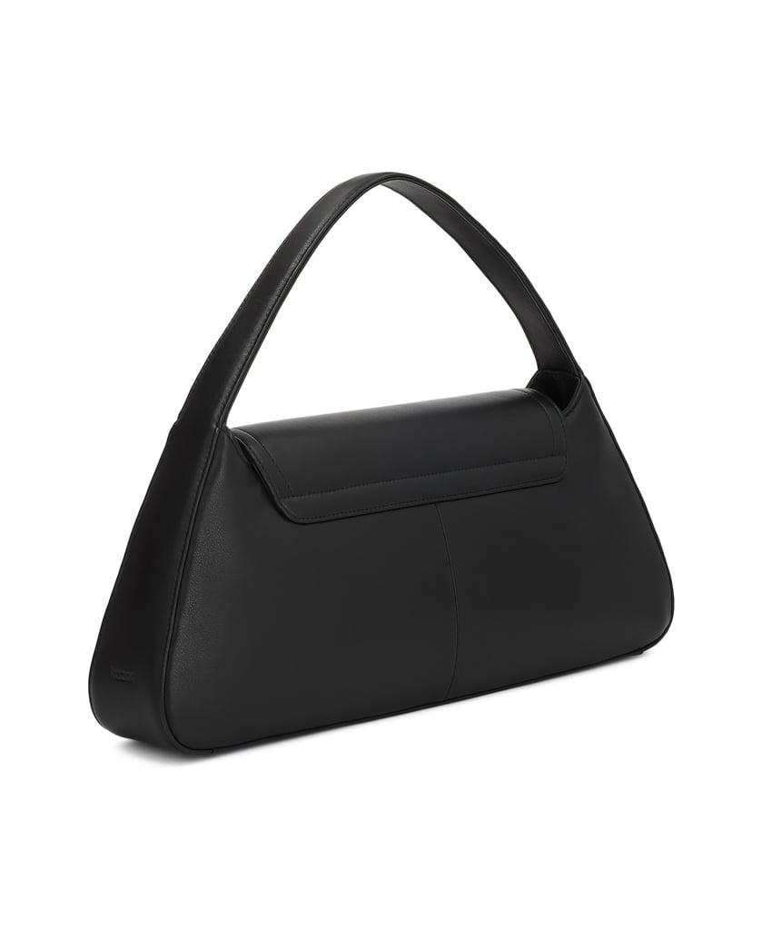 Kazar-Schwarze-Handtasche-mit-Überschlag-aus-Naturleder-schwarz