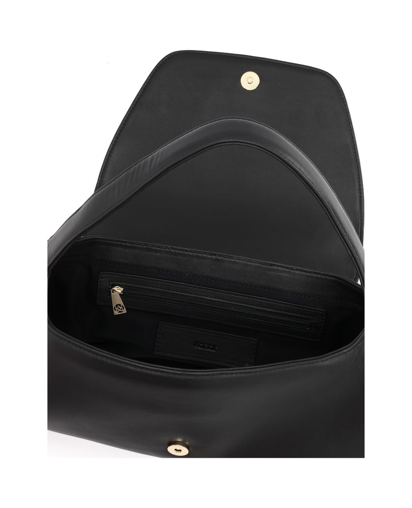 Kazar-Schwarze-Handtasche-mit-Überschlag-aus-Naturleder-schwarz