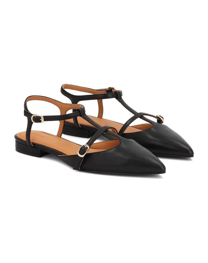 Kazar-Flache,-halboffene-Pumps-mit-Riemchen-schwarz