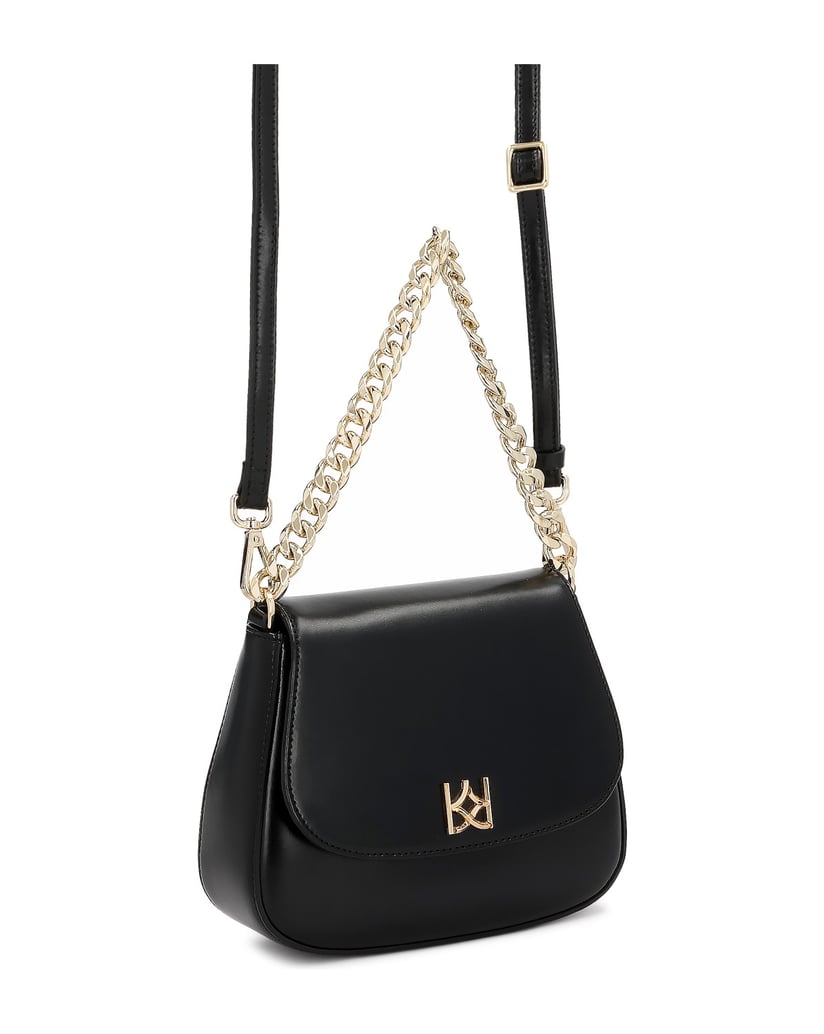 Kazar-Lederhandtasche-mit-Kette-und-Riemen-schwarz