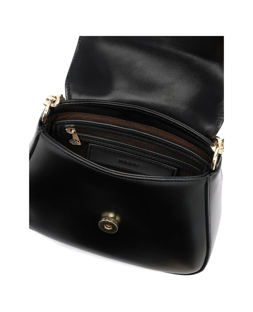 Kazar-Lederhandtasche-mit-Kette-und-Riemen-schwarz
