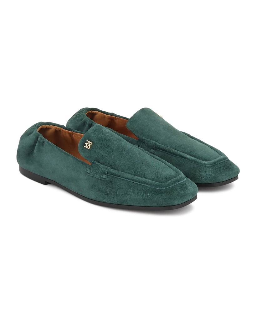 Kazar-Halbschuhe-aus-grünem-Wildleder-mit-Monogramm-grün