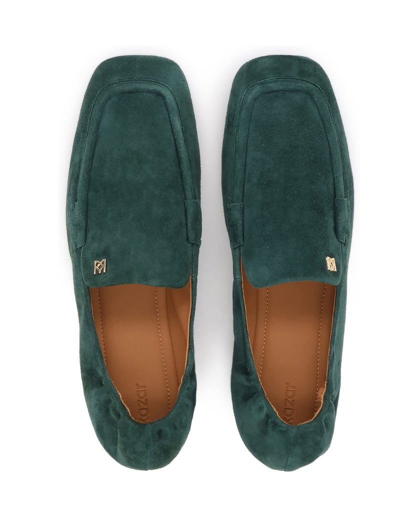 Kazar-Halbschuhe-aus-grünem-Wildleder-mit-Monogramm-grün