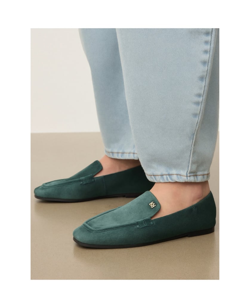 Kazar-Halbschuhe-aus-grünem-Wildleder-mit-Monogramm-grün