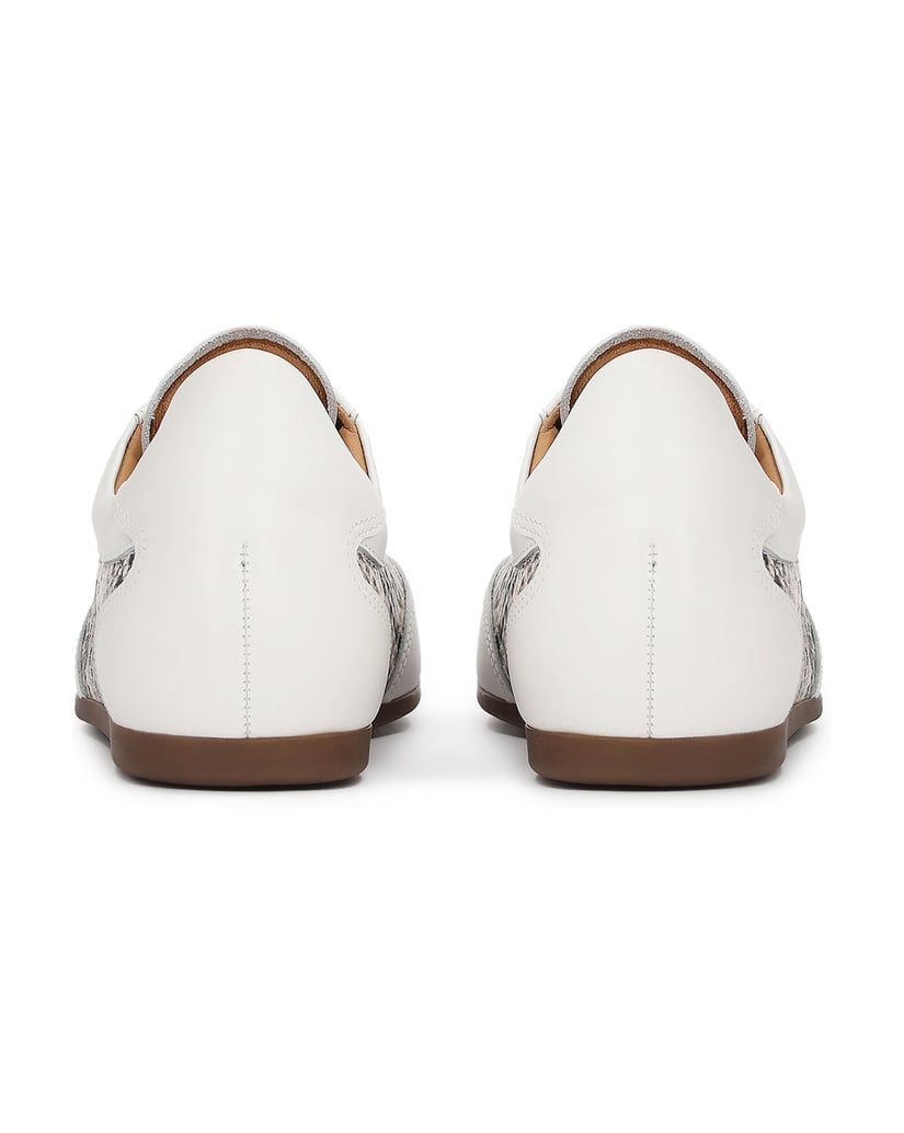 Kazar-Sneakers-aus-Leder-mit-Schlangenledereinsätzen-weiss