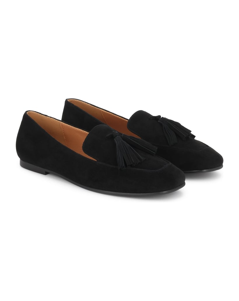 Kazar-Schwarze-Wildleder-Slipper-mit-doppelter-Halskette-schwarz