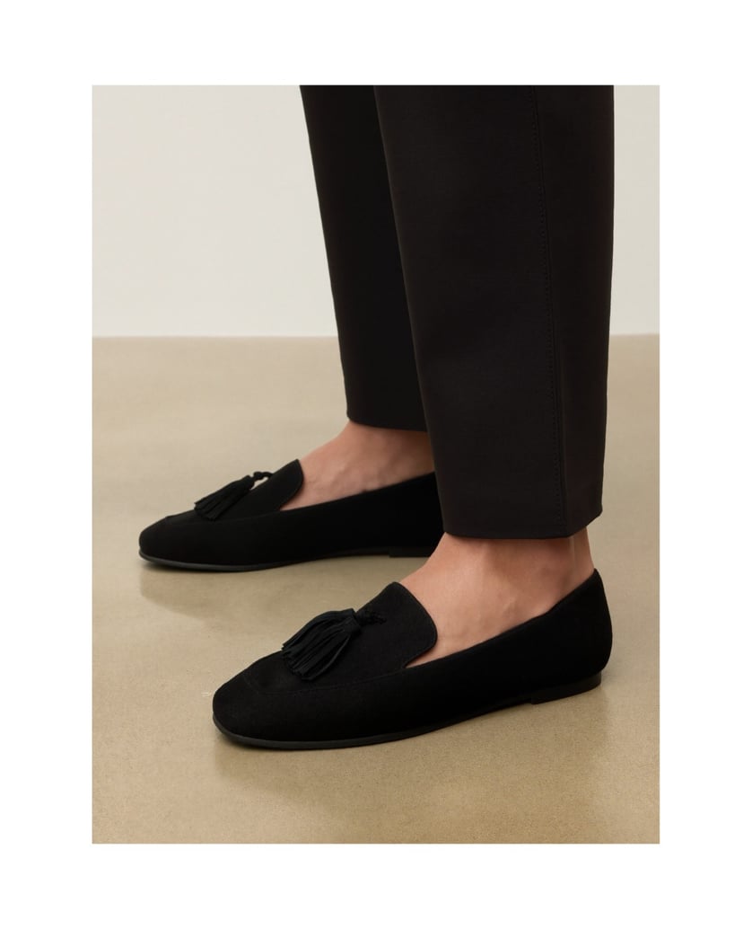 Kazar-Schwarze-Wildleder-Slipper-mit-doppelter-Halskette-schwarz