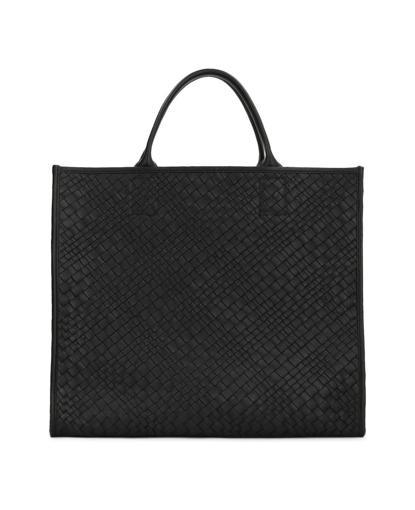 Kazar-Geflochtene-Lederhandtasche-mit-herausnehmbarem-Einsatz-schwarz