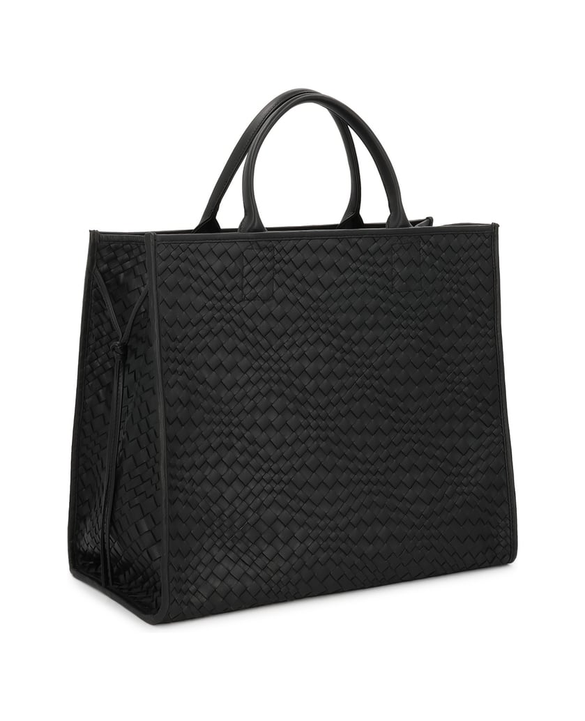 Kazar-Geflochtene-Lederhandtasche-mit-herausnehmbarem-Einsatz-schwarz