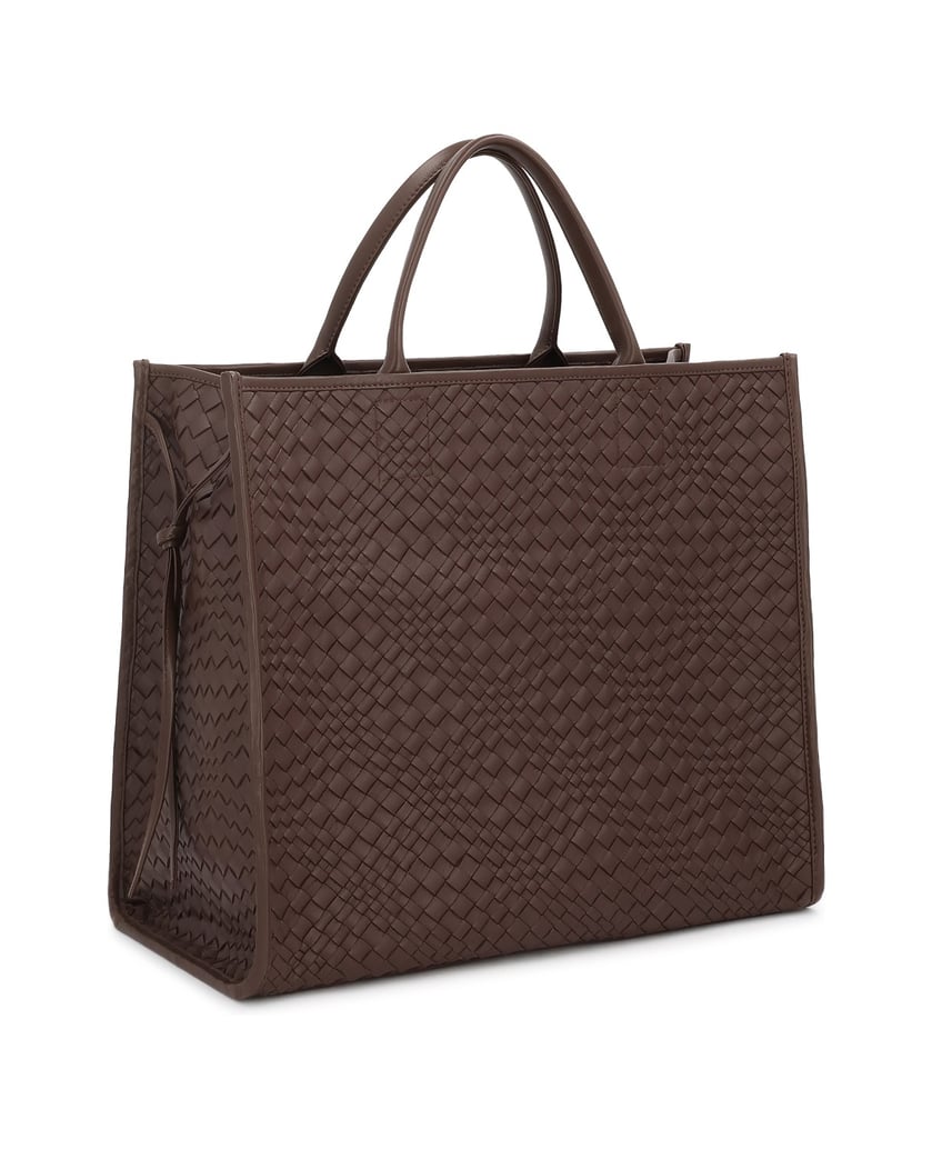 Kazar-Braune-geflochtene-Naturlederhandtasche-mit-Innenbeutel-braun