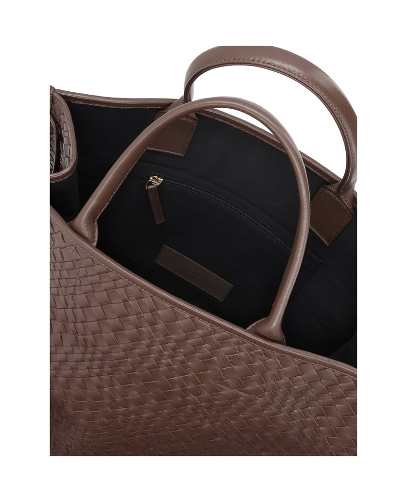 Kazar-Braune-geflochtene-Naturlederhandtasche-mit-Innenbeutel-braun