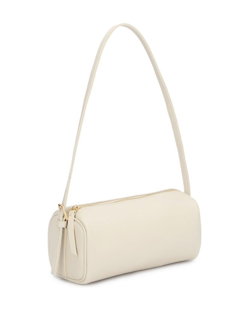 Kazar-Handtasche-aus-Leder-im-Farbton-gebrochenes-Weiß-in-Form-einer-Röhre-weiss