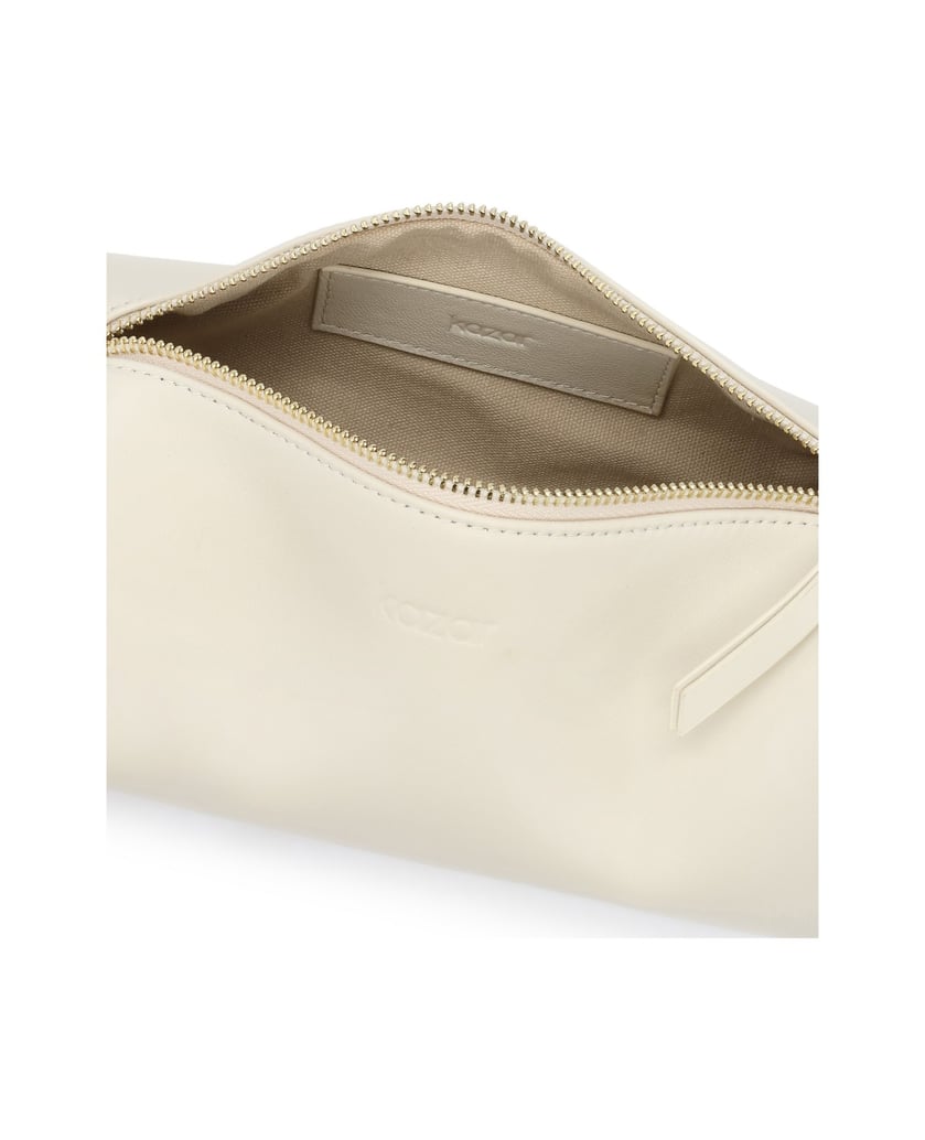 Kazar-Handtasche-aus-Leder-im-Farbton-gebrochenes-Weiß-in-Form-einer-Röhre-weiss