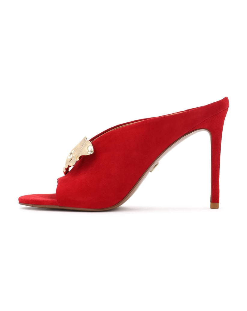 Kazar-Rote-Wildleder-Flip-Flops-mit-Zierbrosche-rot