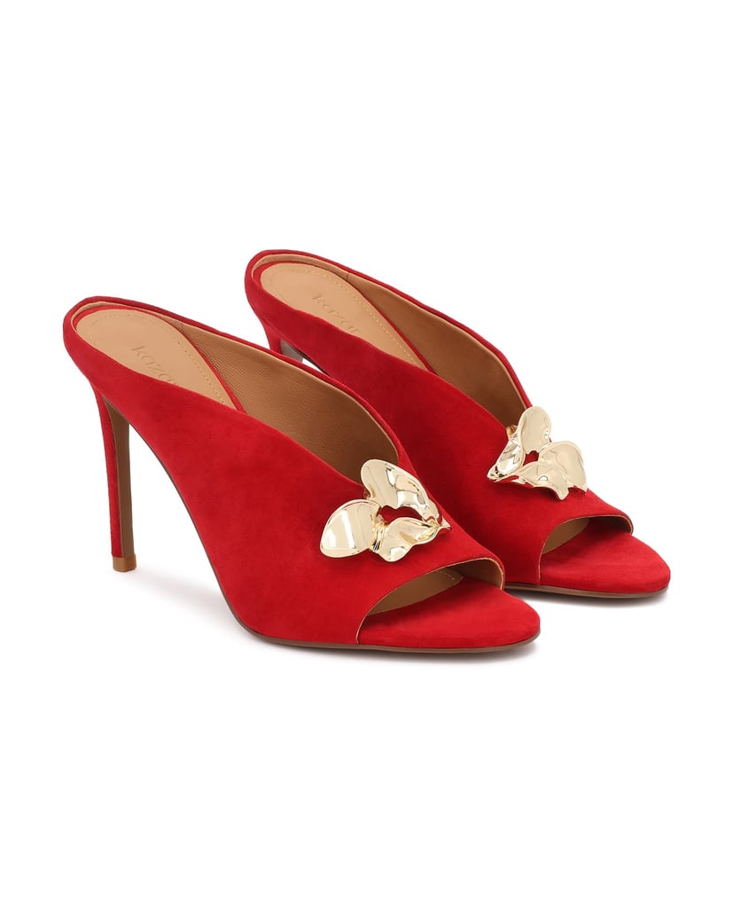 Kazar-Rote-Wildleder-Flip-Flops-mit-Zierbrosche-rot