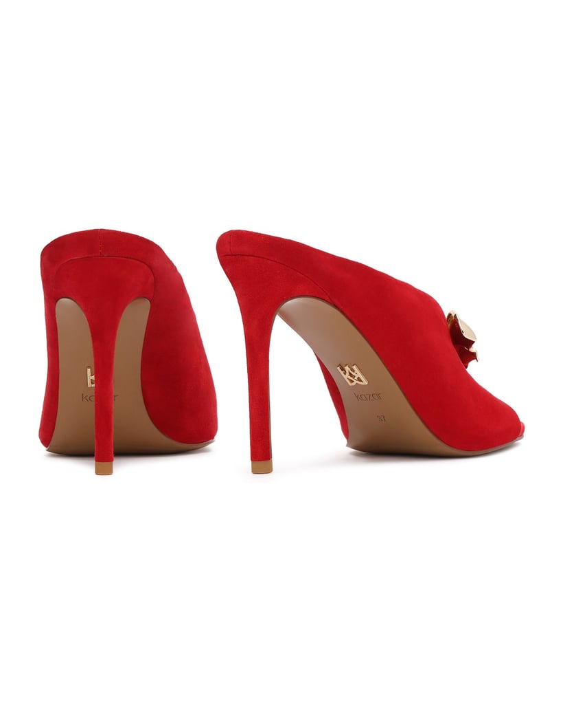 Kazar-Rote-Wildleder-Flip-Flops-mit-Zierbrosche-rot