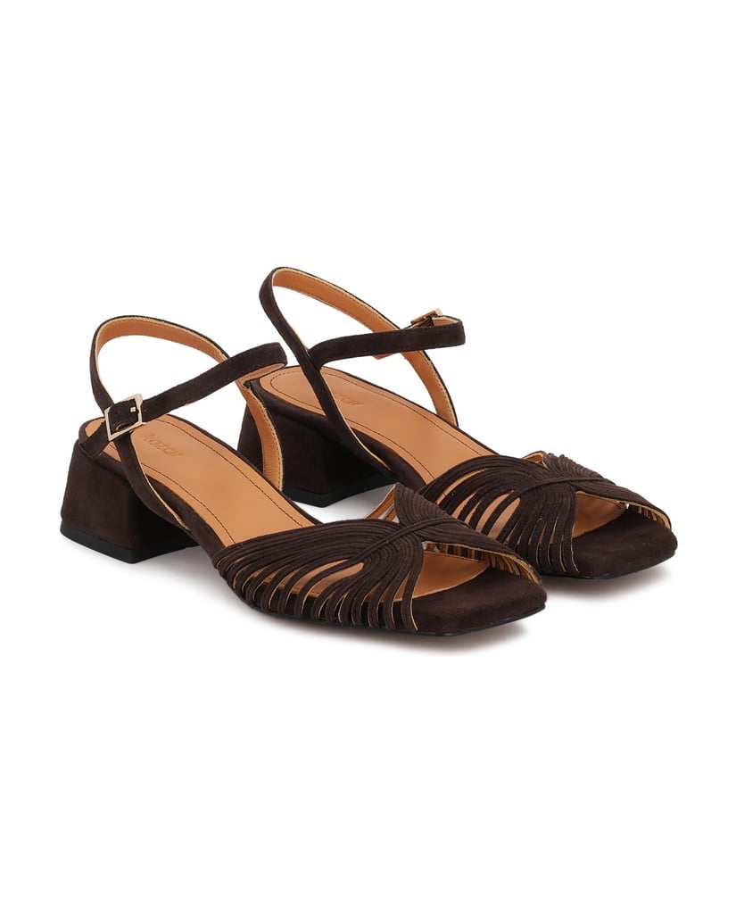 Kazar-Dunkelbraune-Wildledersandalen-mit-feinen-Riemchen-dunkelbraun