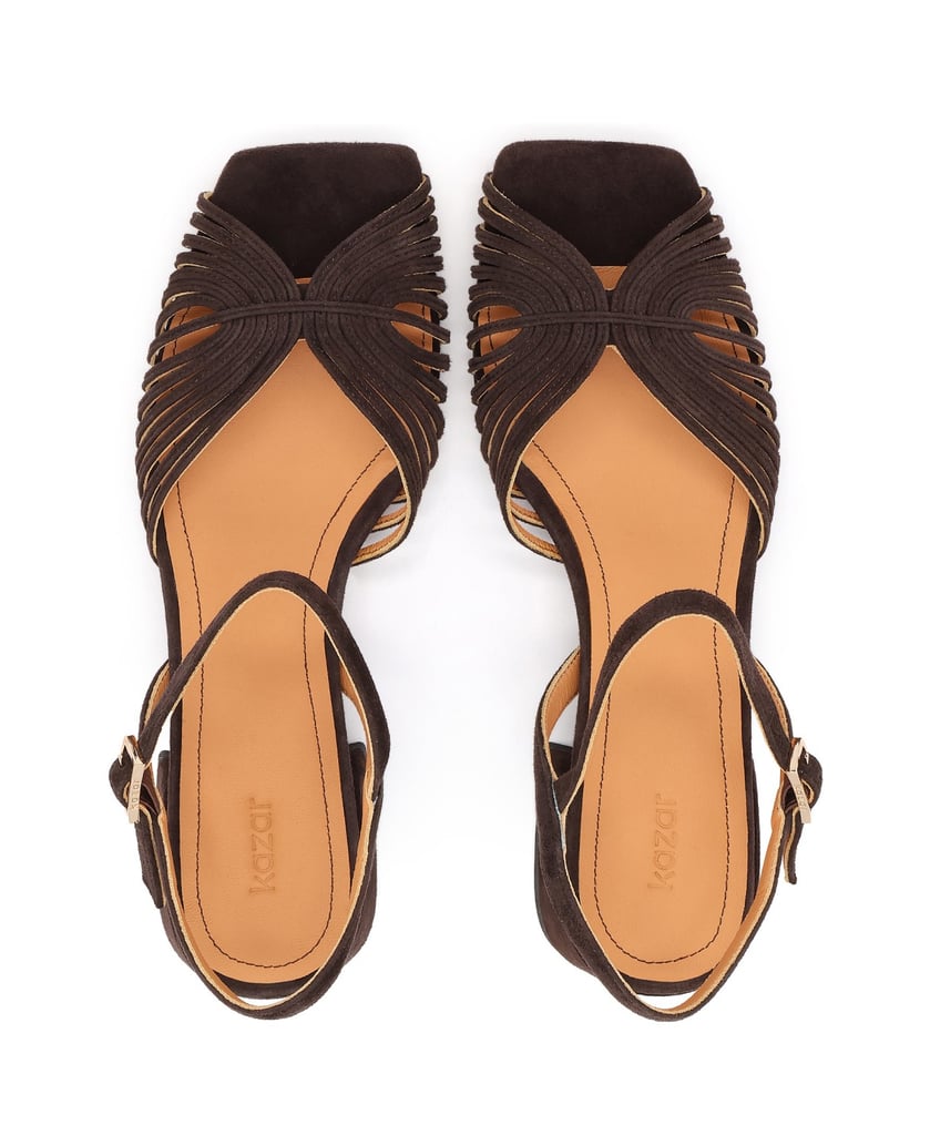 Kazar-Dunkelbraune-Wildledersandalen-mit-feinen-Riemchen-dunkelbraun