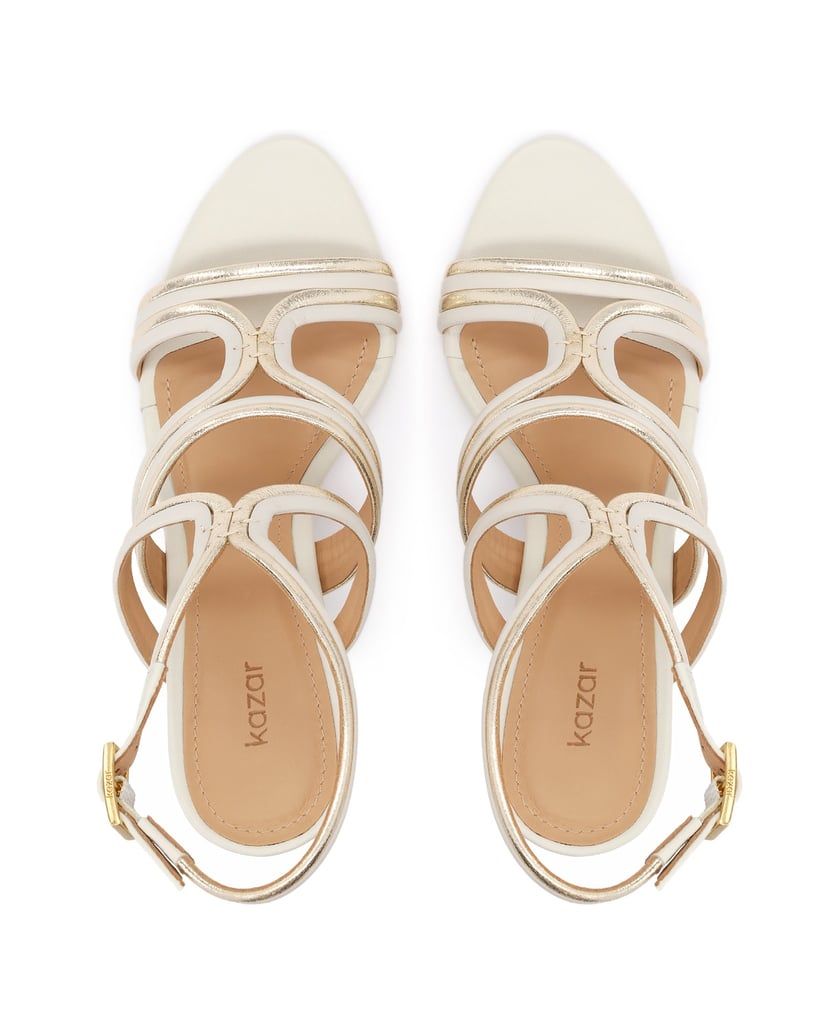 Kazar-Weiße-und-goldene-Ledersandalen-weiss