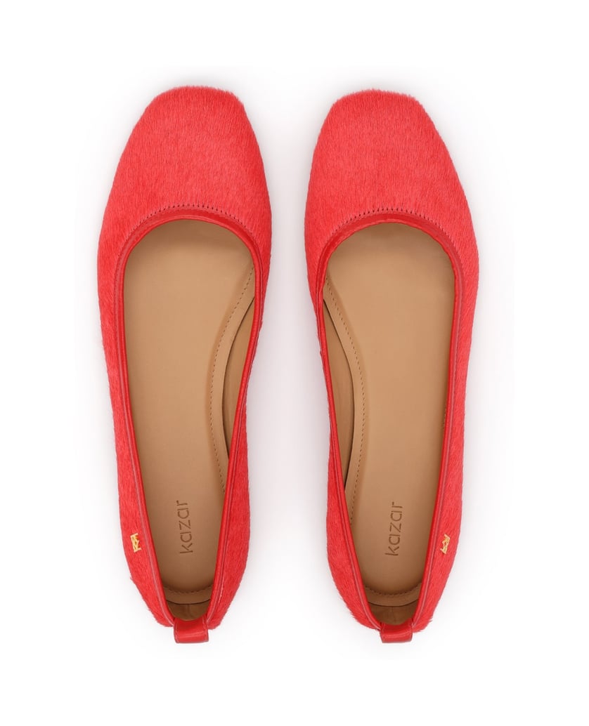 Kazar-Rote-Lederballerinas-mit-Naturhaar-rot