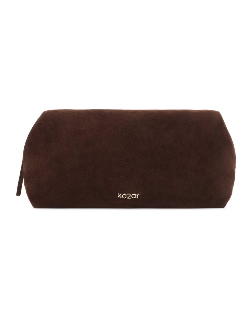 Kazar-Kosmetiktasche-aus-Wildleder-in-Dunkelbraun-mit-goldenen-Details-dunkelbraun