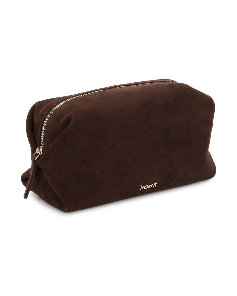 Kazar-Kosmetiktasche-aus-Wildleder-in-Dunkelbraun-mit-goldenen-Details-dunkelbraun